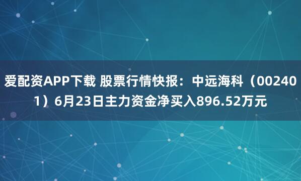 爱配资APP下载 股票行情快报：中远海科（002401）6月23日主力资金净买入896.52万元